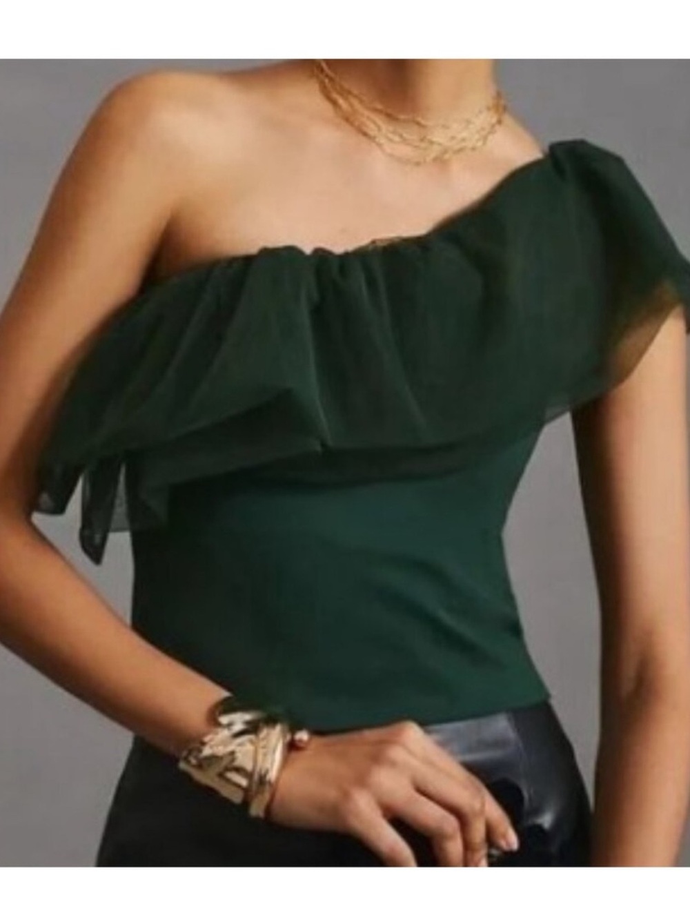 Anthropologie Sunday In Brooklyn Tulle One Shoulder Top